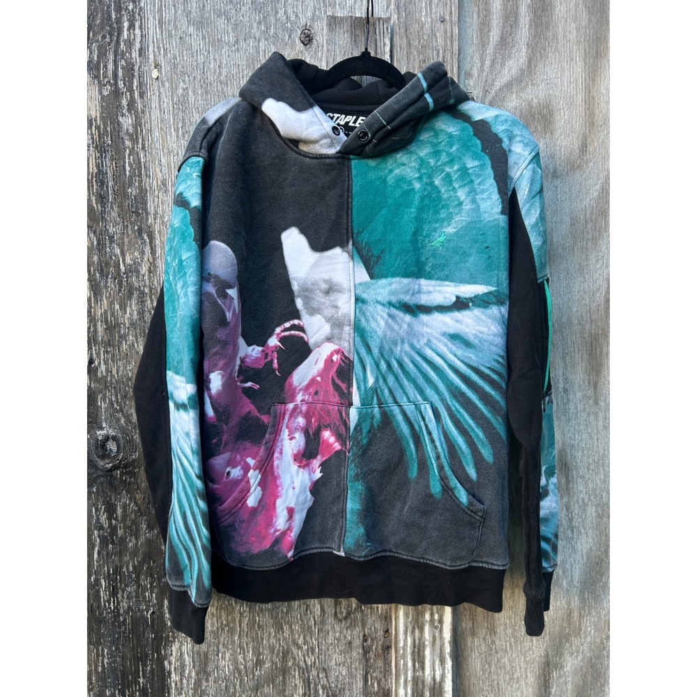 Staple Pigeon Hoodie Men Medium Blue Tropical Graphic Streetwear Y2K Art to wear